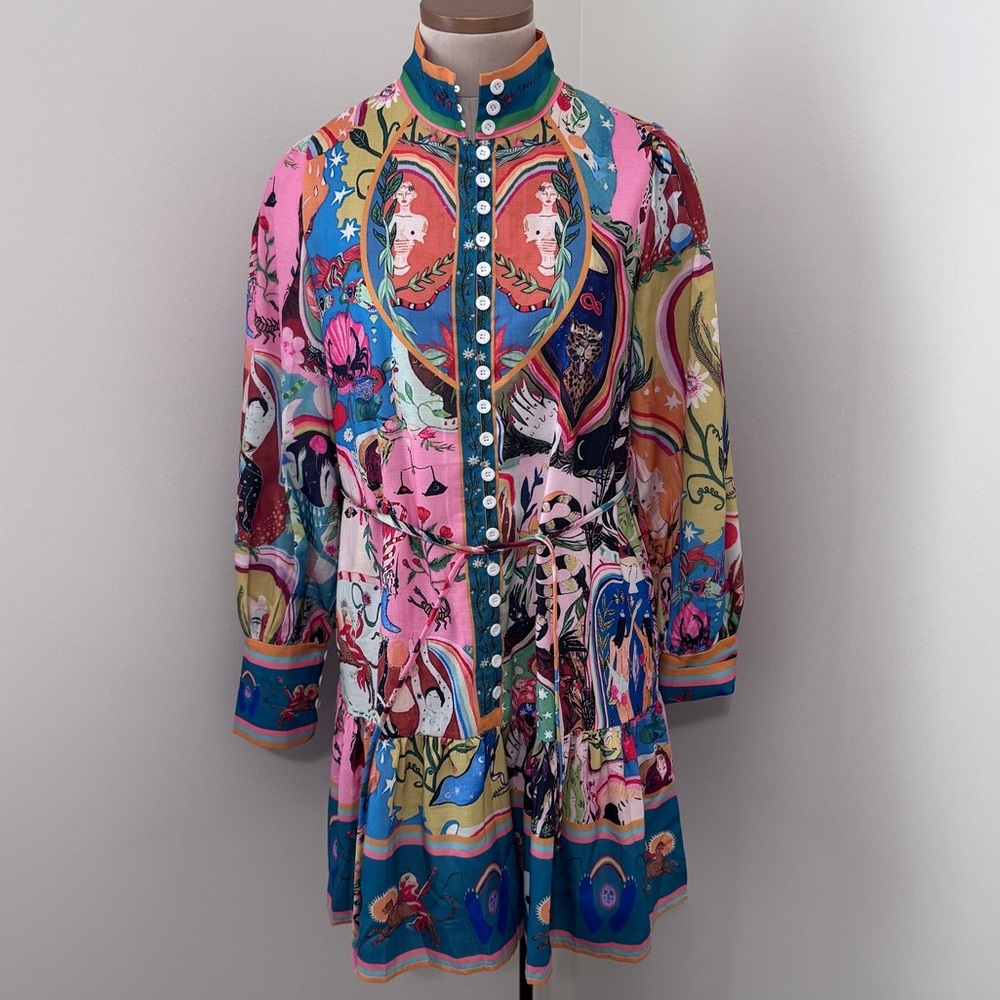 Novelty Shirt Dress Small ~ Art‎ Artsy Graffiti Fantasy Modern